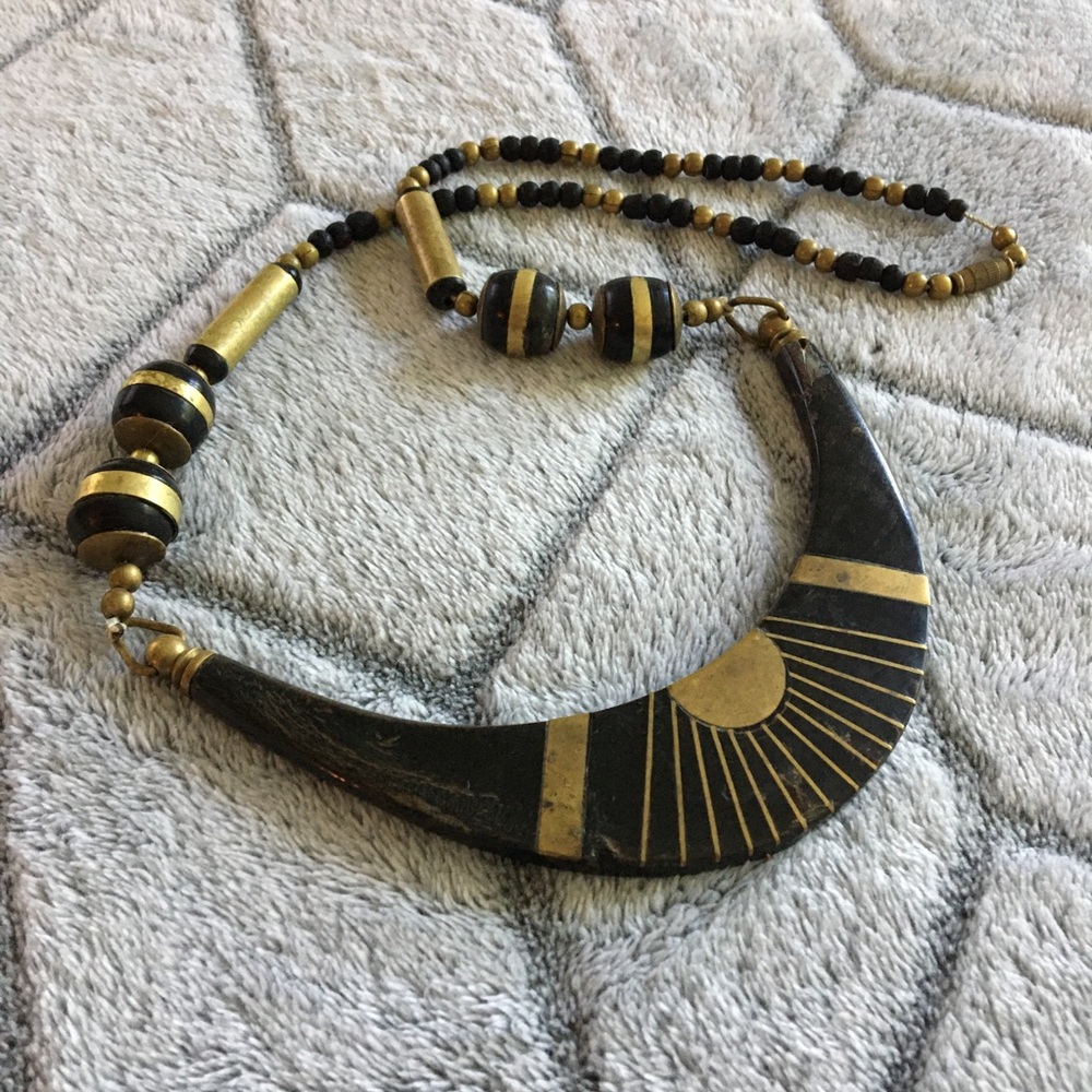 VTG Boho Wooden Beaded Necklace